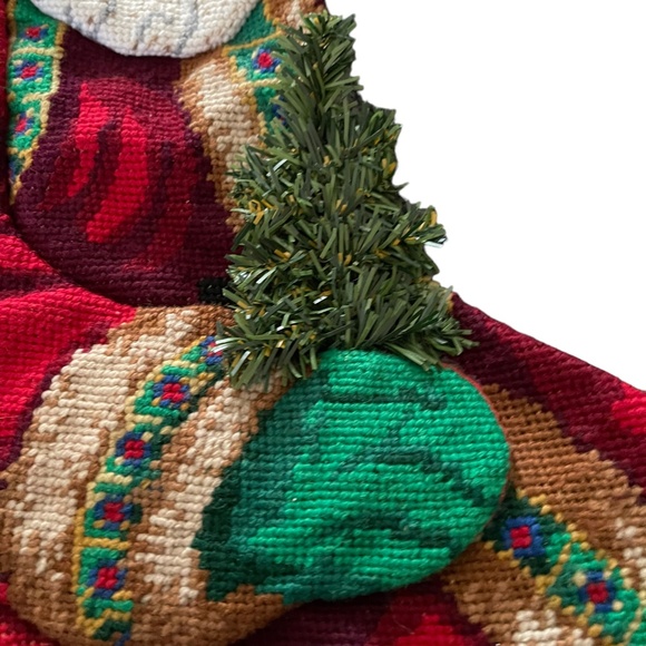 Santa Claus with Tree Christmas Stocking 17.5" L  x 7" W. Red, Green, White - Picture 4 of 7